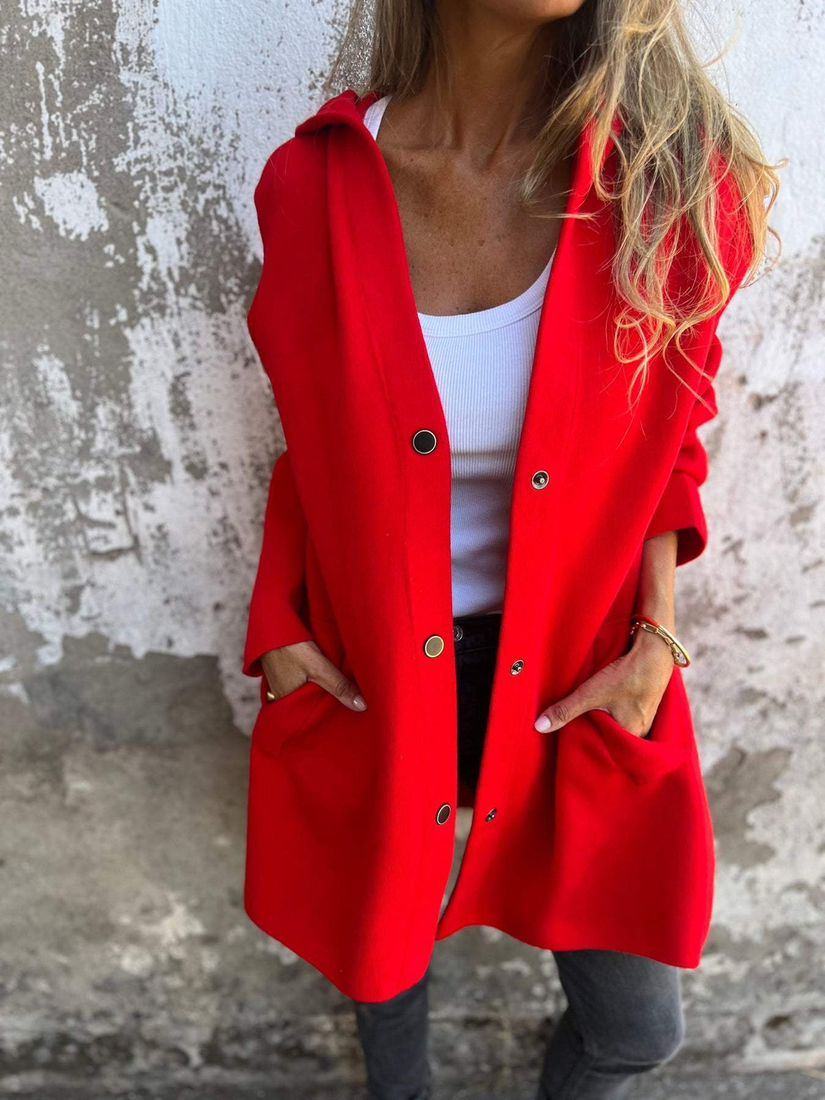 WW | Casual einreihiger Blazer mit Kapuze