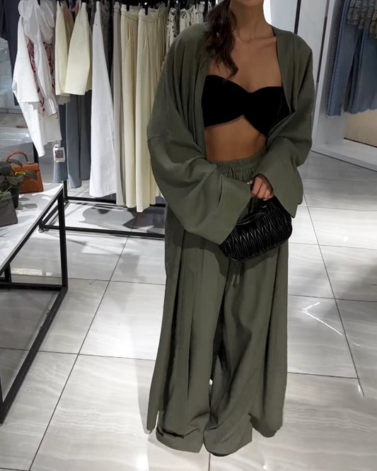 WW | Linen Kimono and Trousers Set