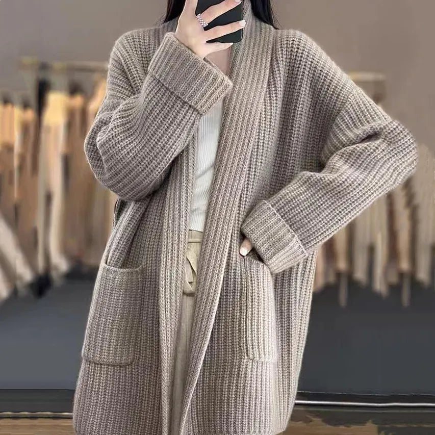 Aliiyah™ - Casual, Simple, Mid-Length Sweater with Pockets