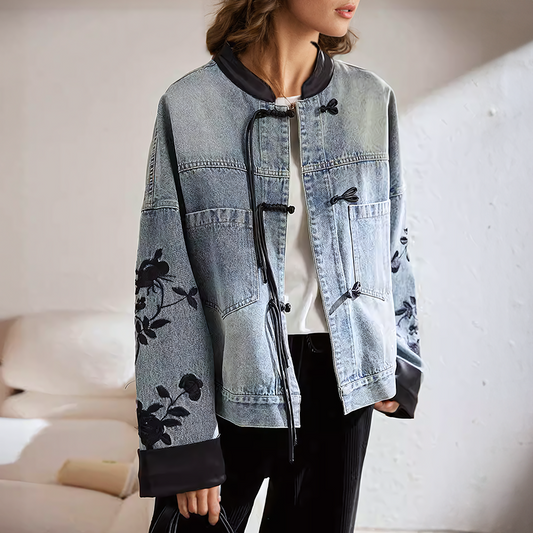 WW | Vintage-Blumen-Jeansjacke
