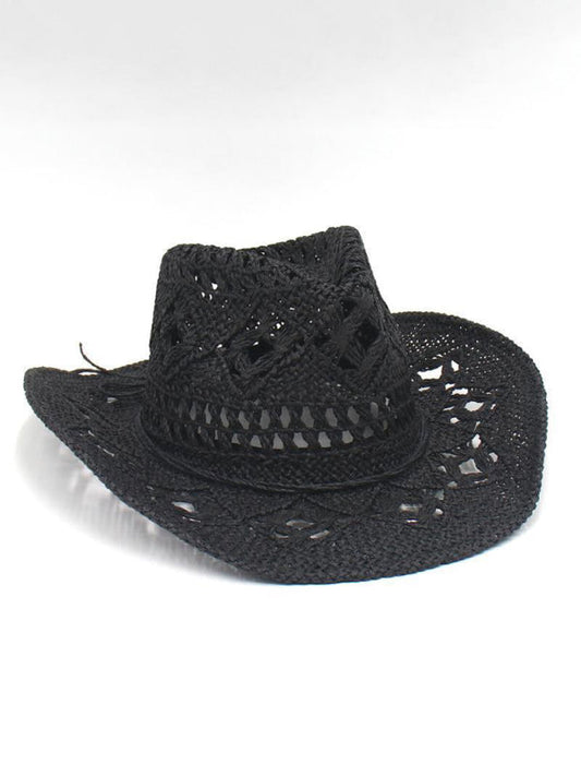 WW | Neuer Hohler Cowboyhut, Handgestrickter Strohhut, Jazzhut Mit Erhöhtem Rand