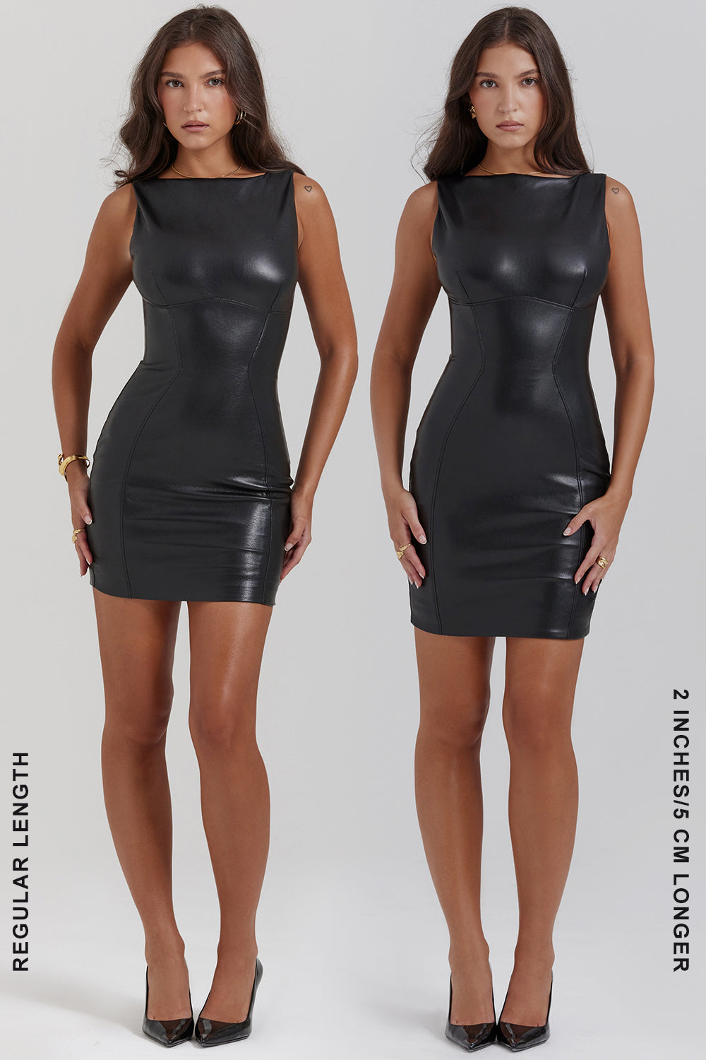 WW Mini-Lederkleid ohne Ärmel