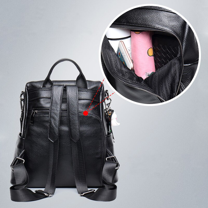 WW | Anti-Theft Leather Backpack