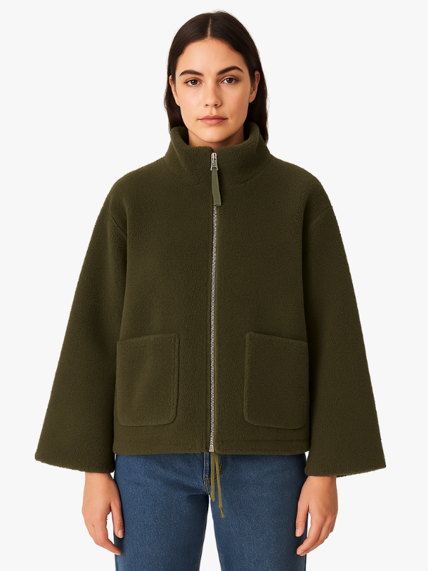 WW | Übergroße Zip up Winterjacke mit Hohem Kragen Design