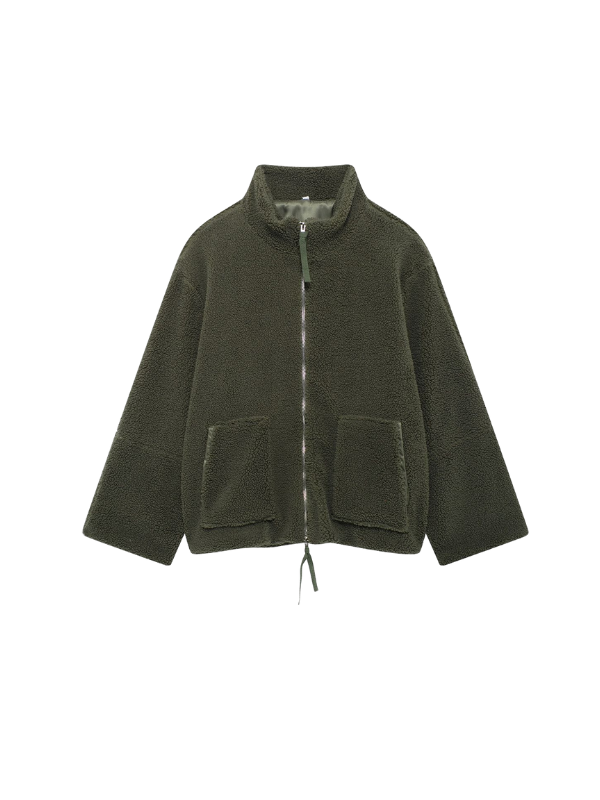 WW | Übergroße Zip up Winterjacke mit Hohem Kragen Design