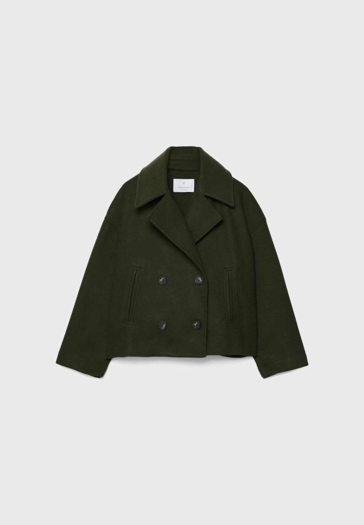 WW | Short Double-Breasted Women's Jacket in Wool Blend with Lapel Collar