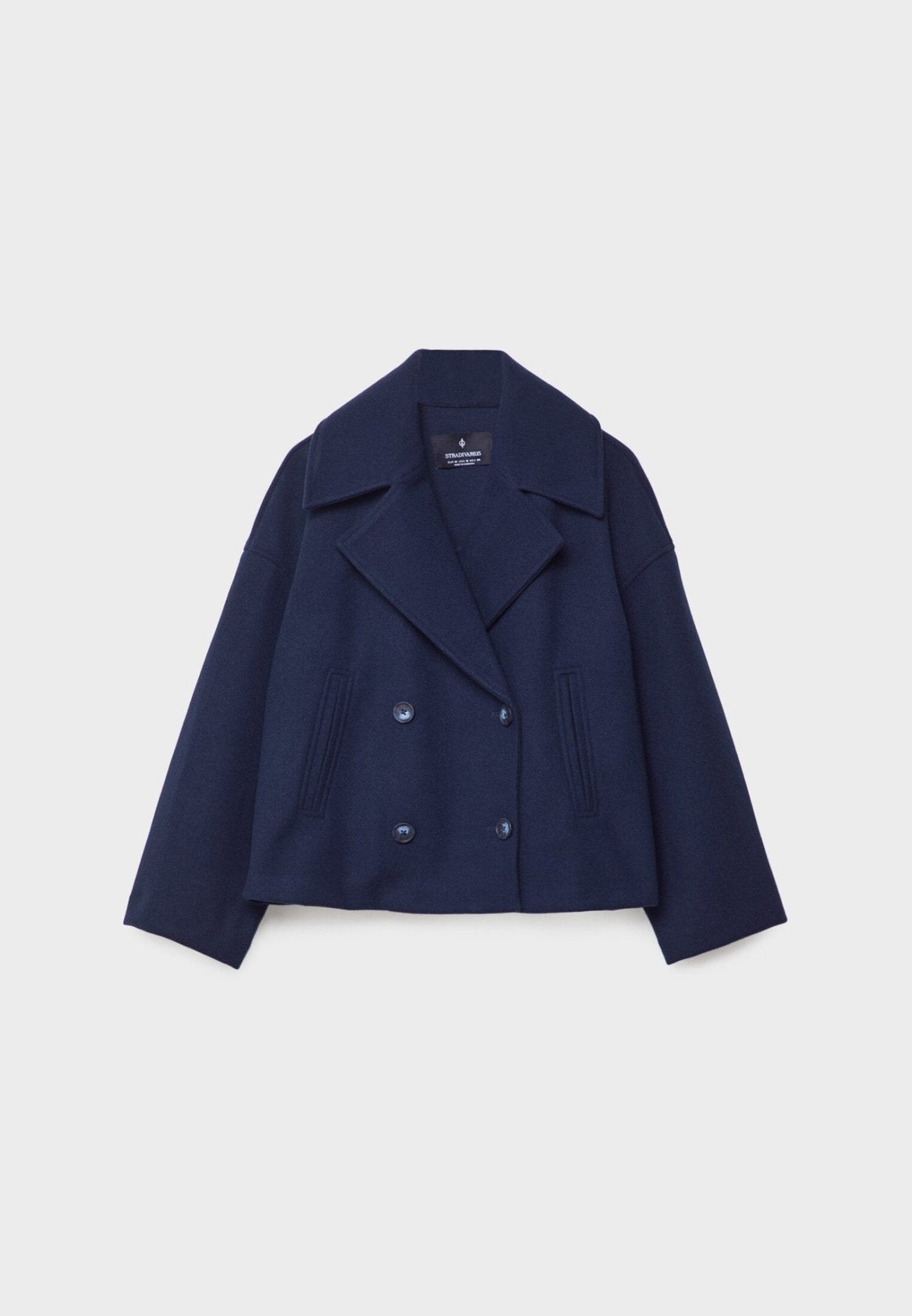 WW | Short Double-Breasted Women's Jacket in Wool Blend with Lapel Collar