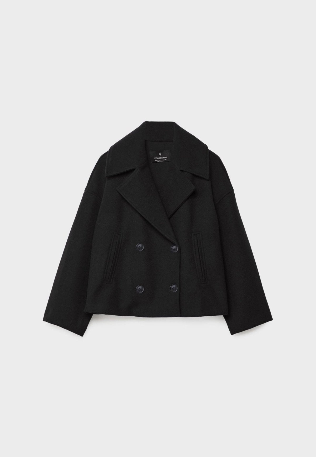 WW | Short Double-Breasted Women's Jacket in Wool Blend with Lapel Collar