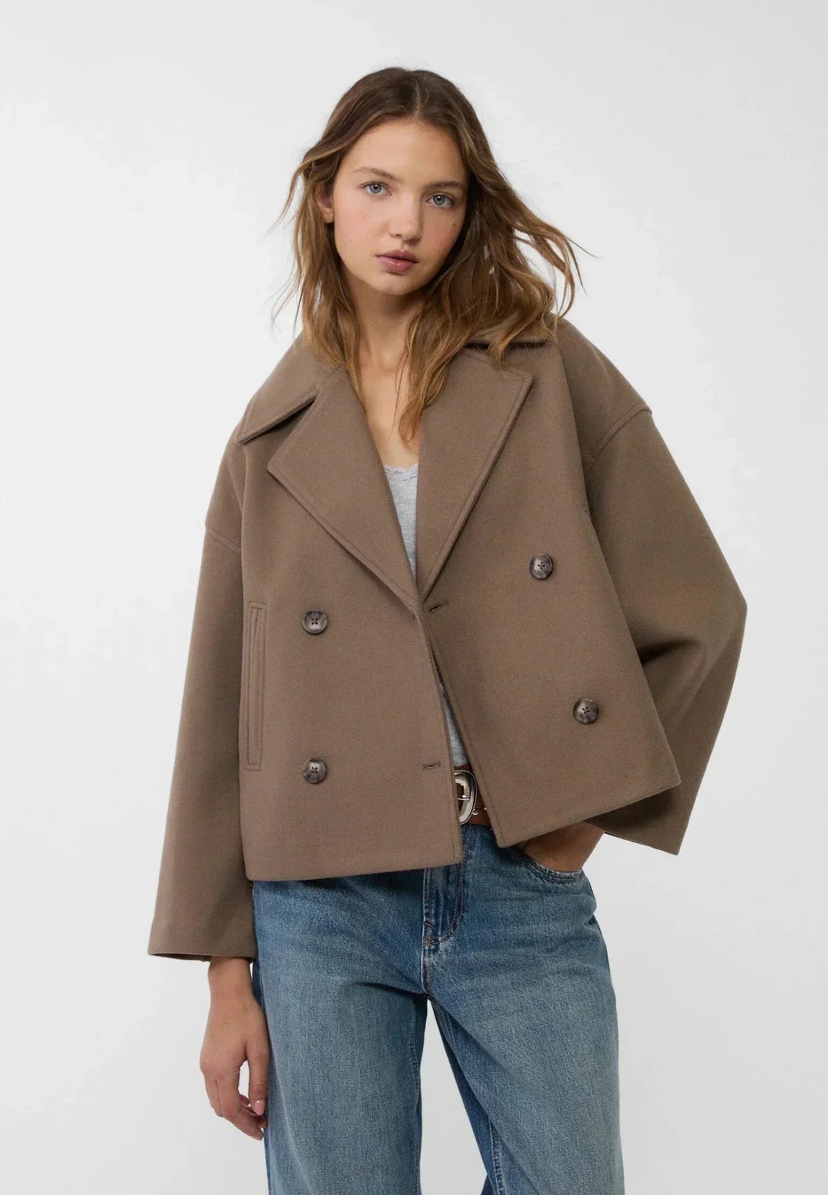 WW | Kurze Doppelte Winterjacke mit Weiten Revers