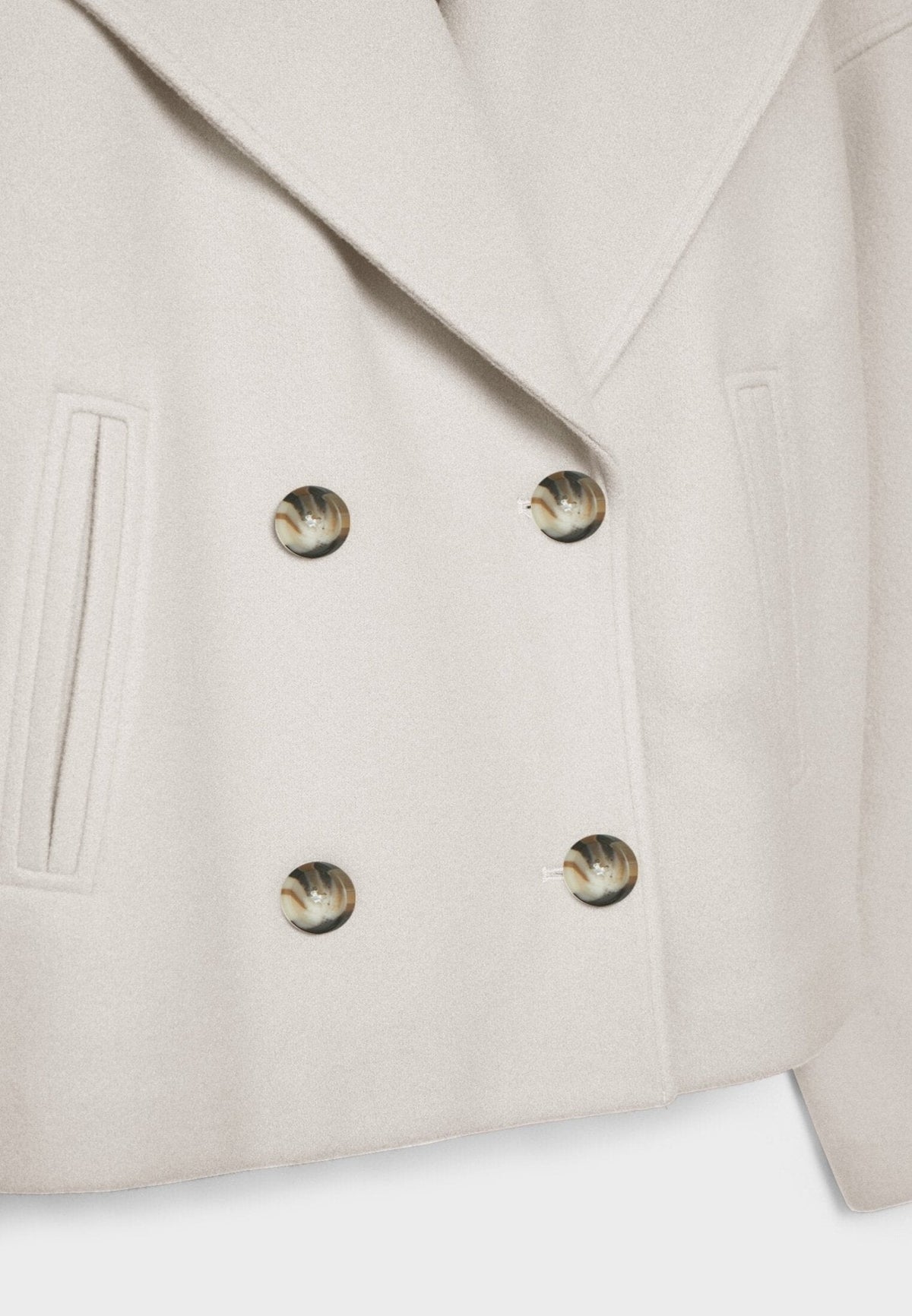 WW | Short Double-Breasted Women's Jacket in Wool Blend with Lapel Collar