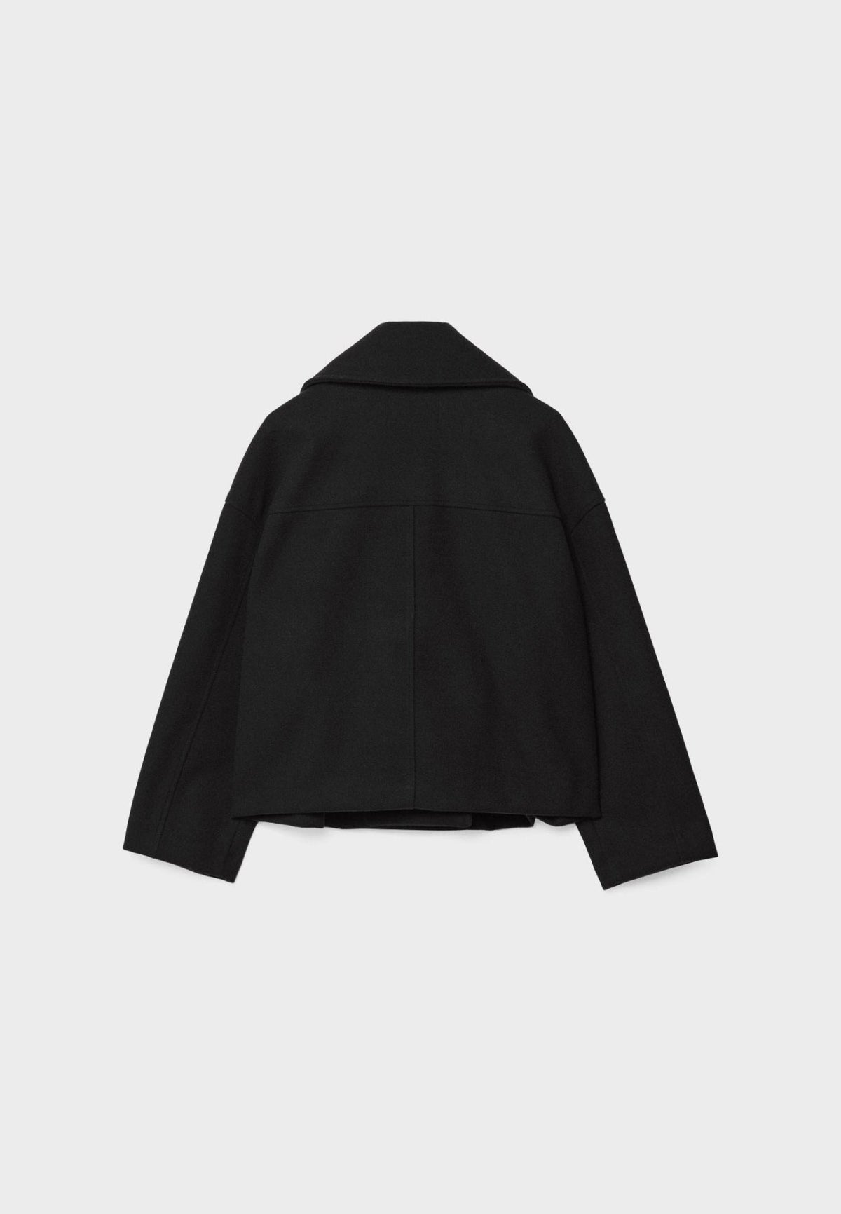 WW | Short Double-Breasted Women's Jacket in Wool Blend with Lapel Collar