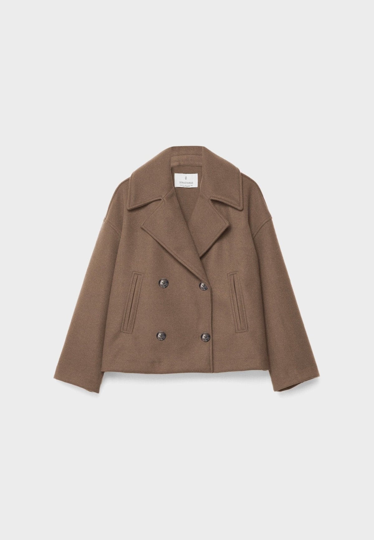 WW | Short Double-Breasted Women's Jacket in Wool Blend with Lapel Collar