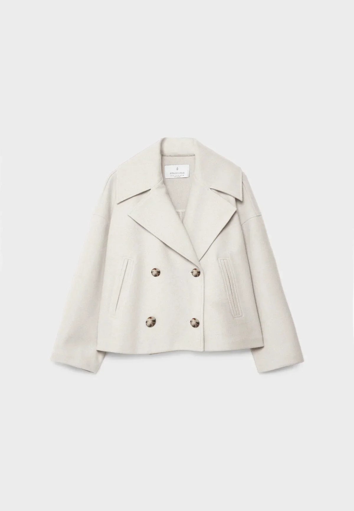 WW | Short Double-Breasted Women's Jacket in Wool Blend with Lapel Collar