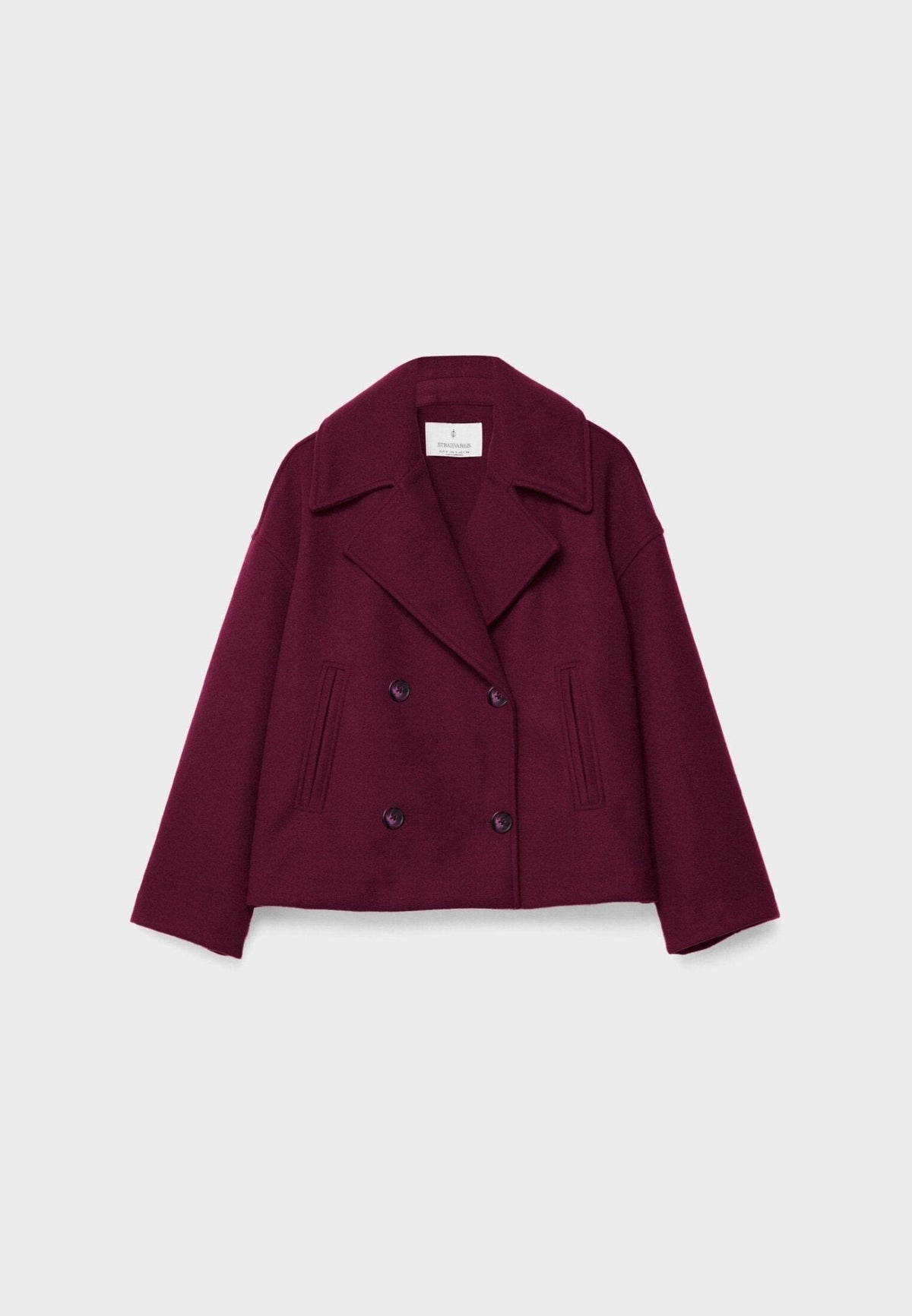 WW | Short Double-Breasted Women's Jacket in Wool Blend with Lapel Collar