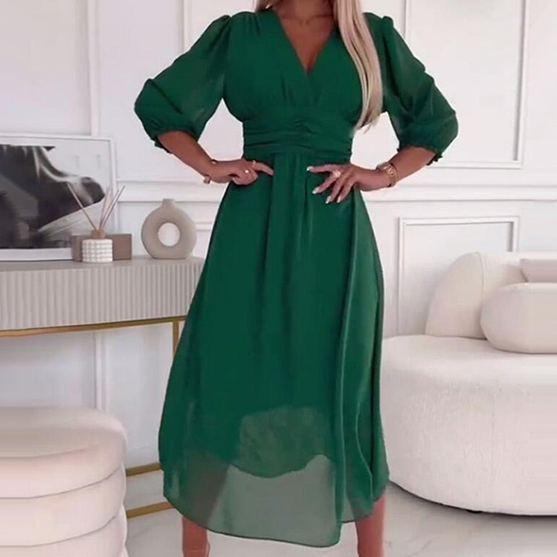 WW | Women's V-Neck Lightweight Chiffon Dresses